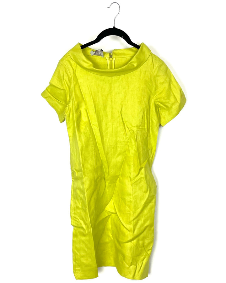 Lime Green Linen Dress - Size 4