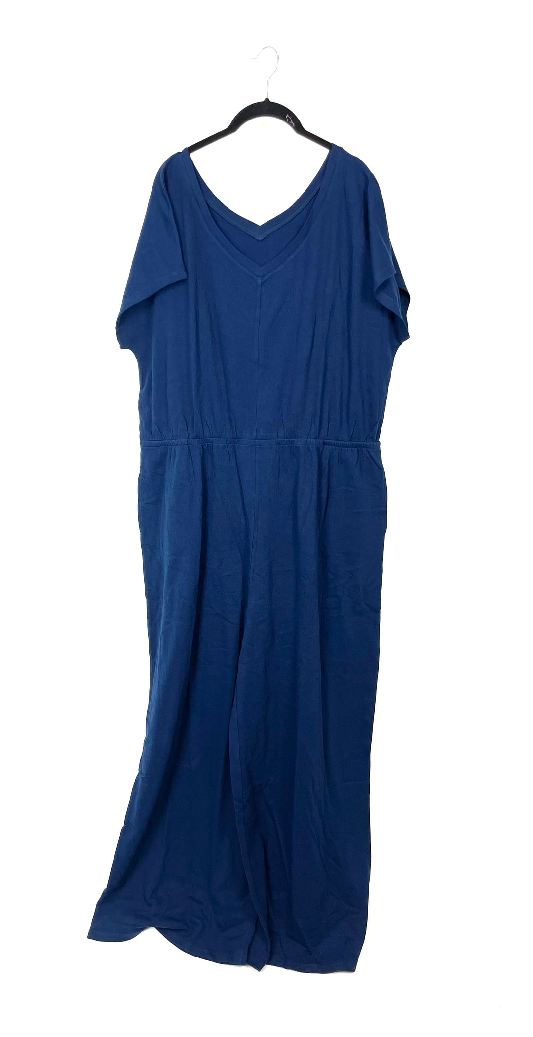 Navy Blue Short Sleeve V-Neckline Jumpsuit - Size 6/8 and 10/12