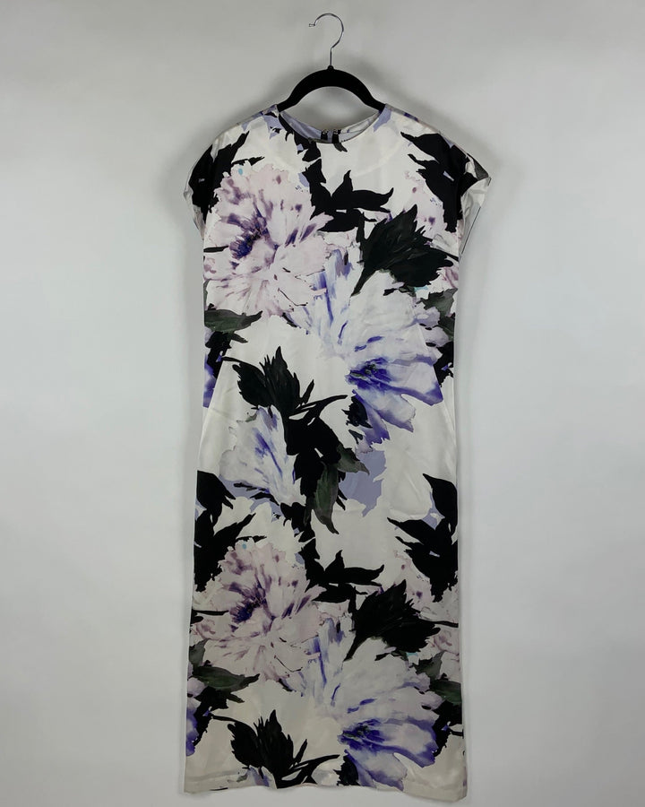 Purple And Black Floral Dress - Size 4