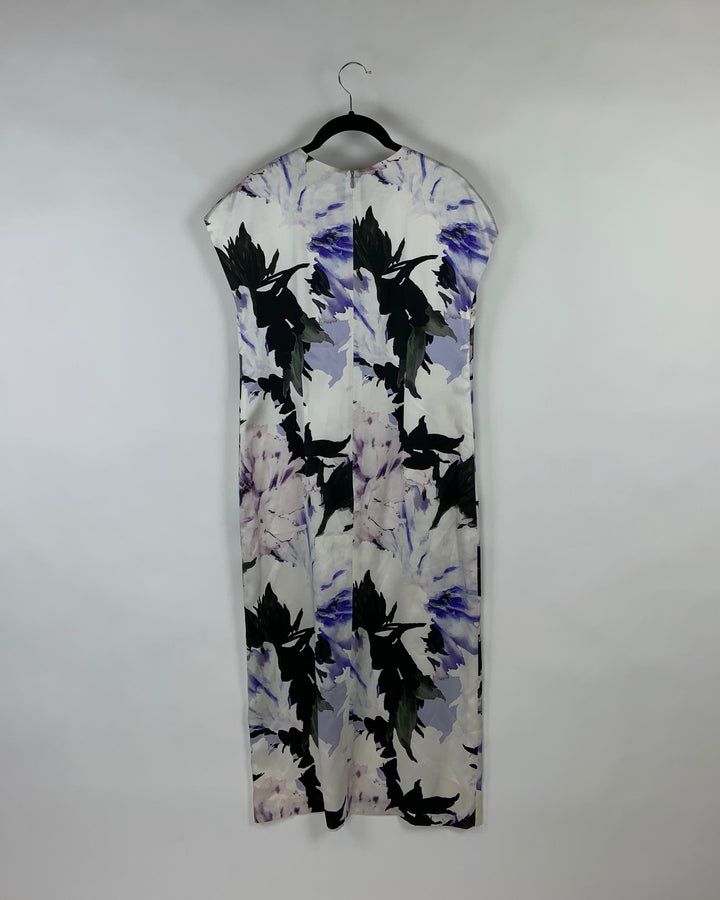 Purple And Black Floral Dress - Size 4