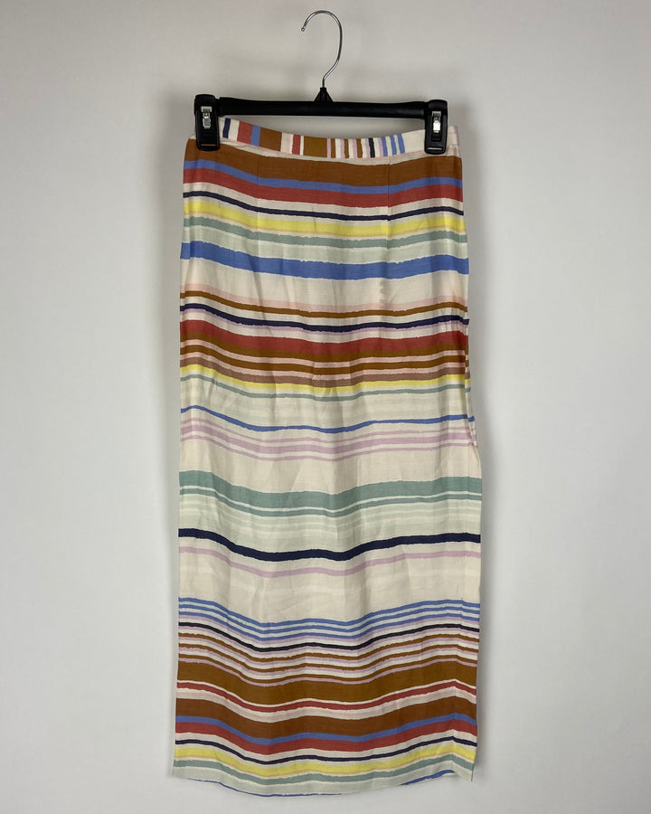 White Rainbow Printed Skirt - Size 0