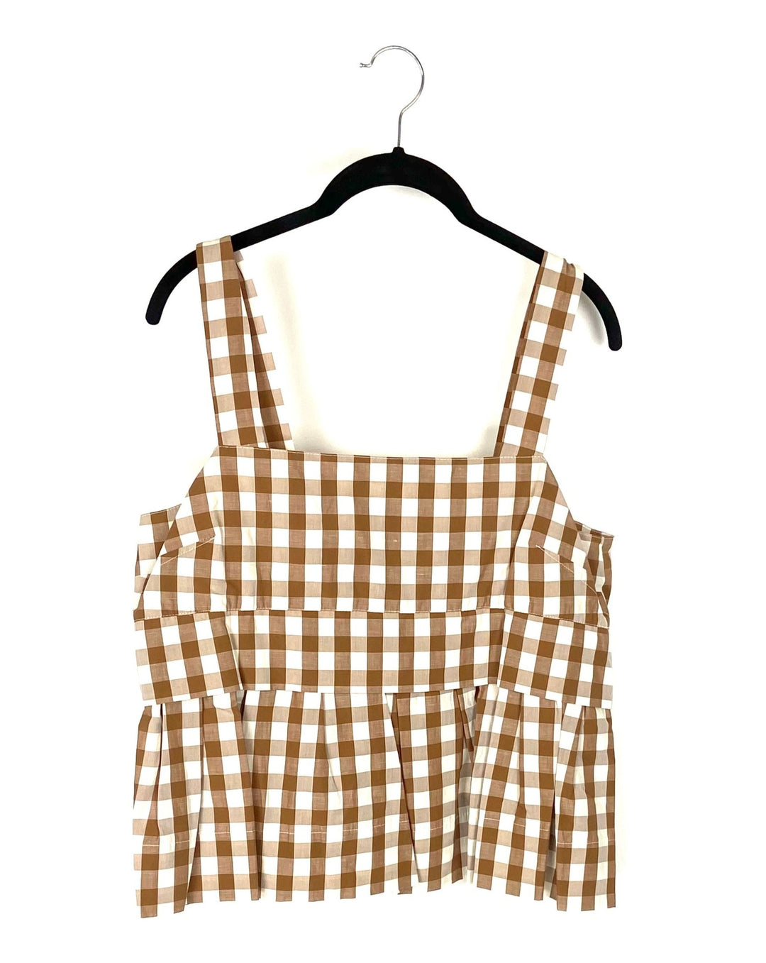 Brown Plaid Cropped Top - Large