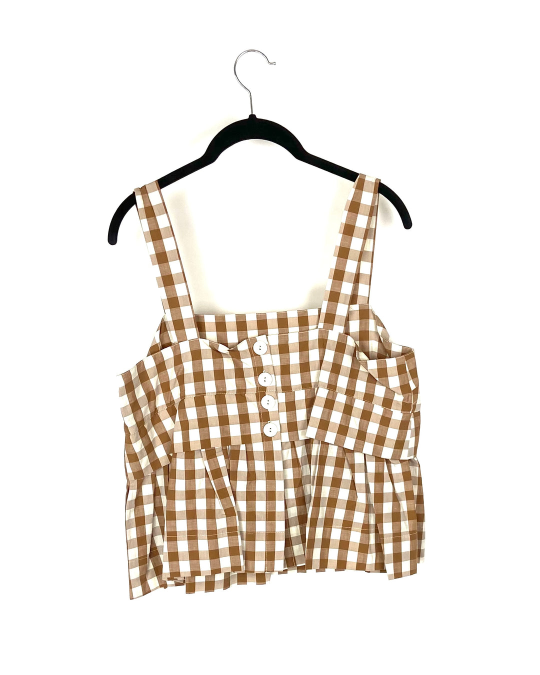 Brown Plaid Cropped Top - Large