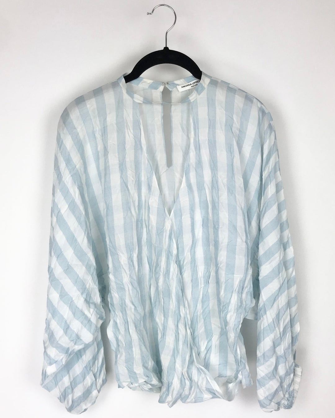 Light Blue and White Plaid Top - Small