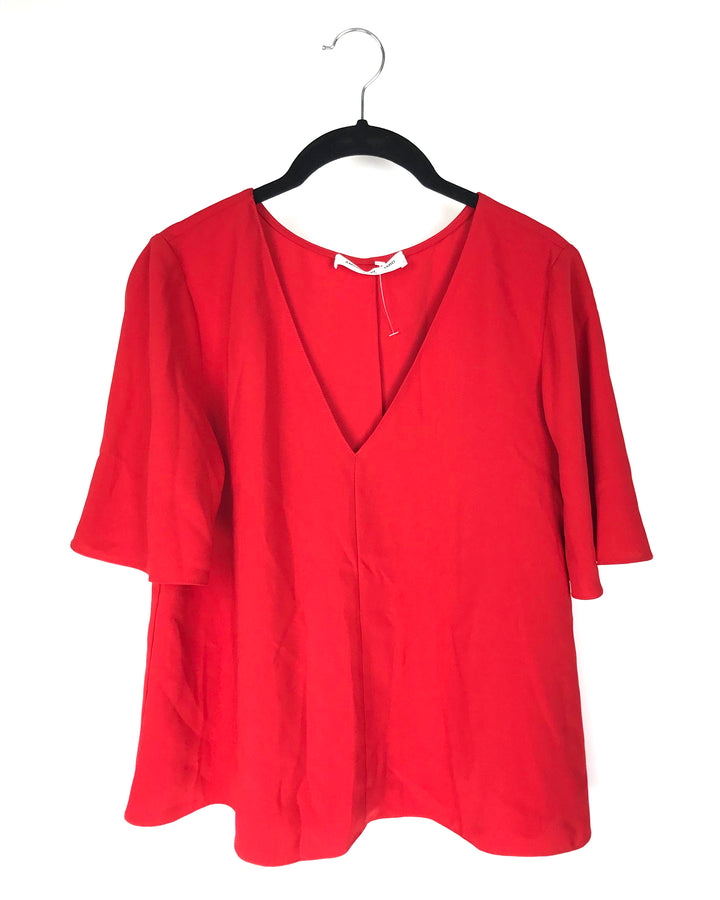 Bright Red V-Neck Top - Size 4-6