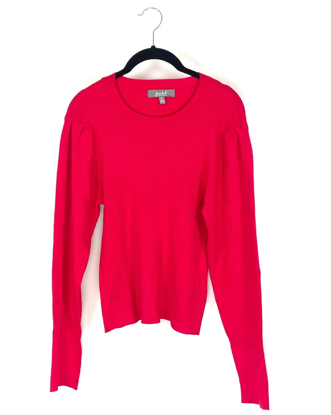 Red Fitted Ribbed Sweater - Medium