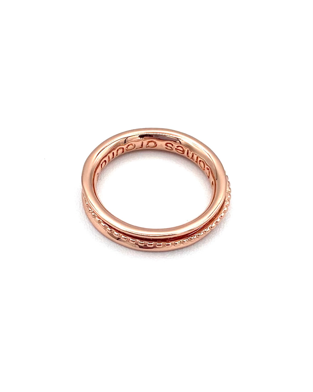 Rose Gold Pleated Studded Ring - Size 7
