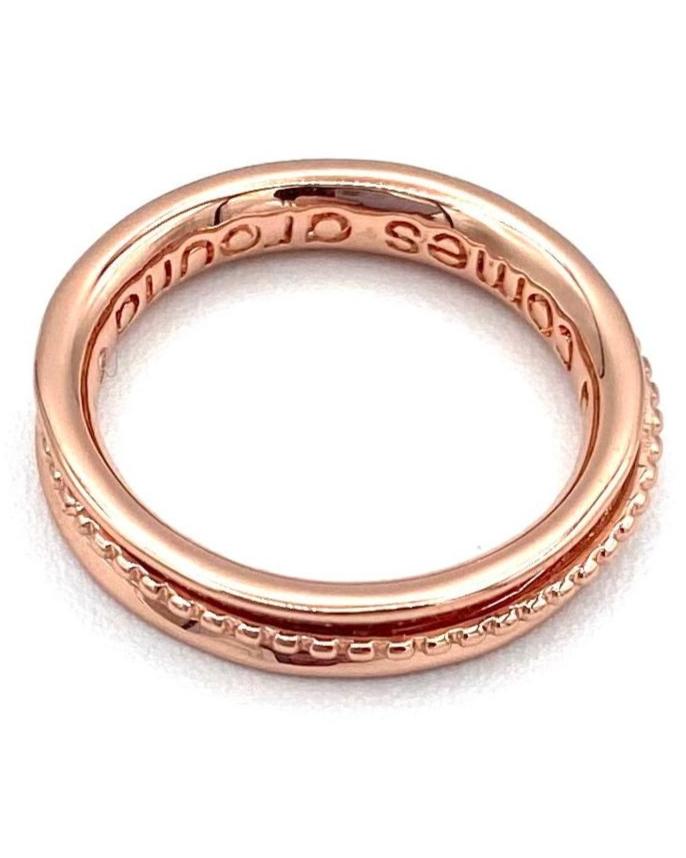 Rose Gold Pleated Studded Ring - Size 7