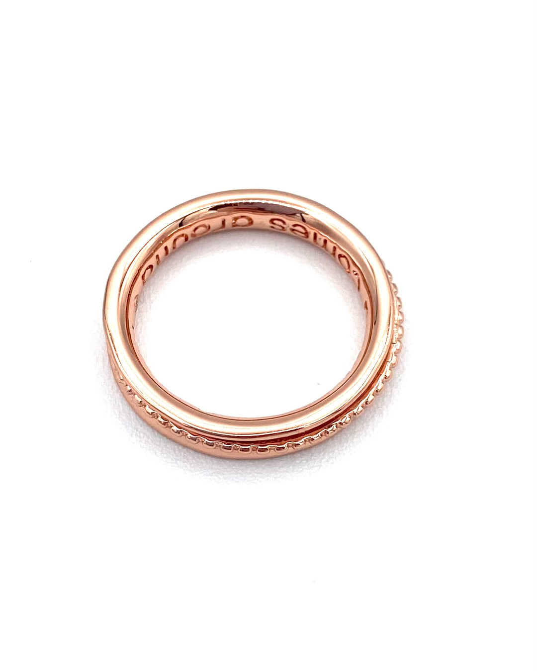 Rose Gold Pleated Studded Ring - Size 7