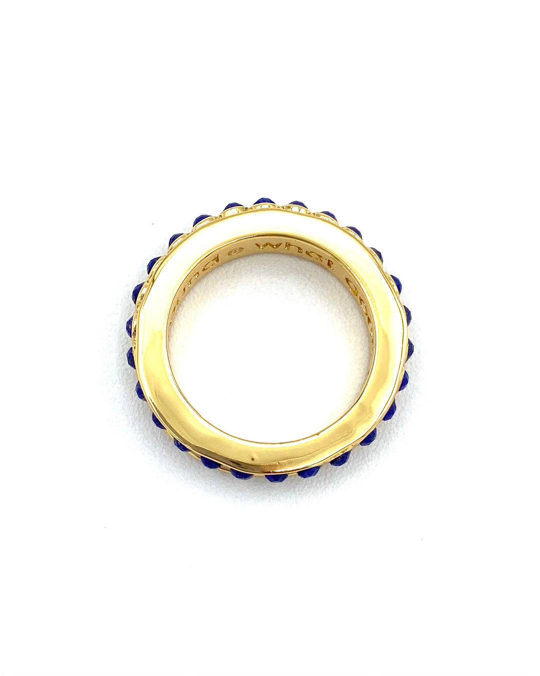 Gold With Navy Blue Gemstones Ring - Size 7
