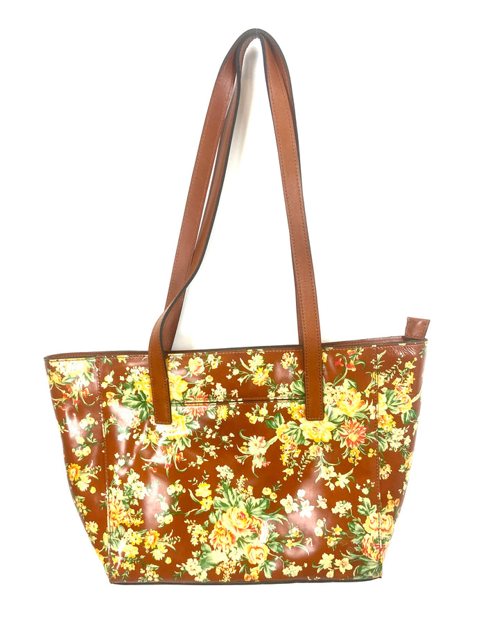 Brown Floral Leather Shoulder Bag