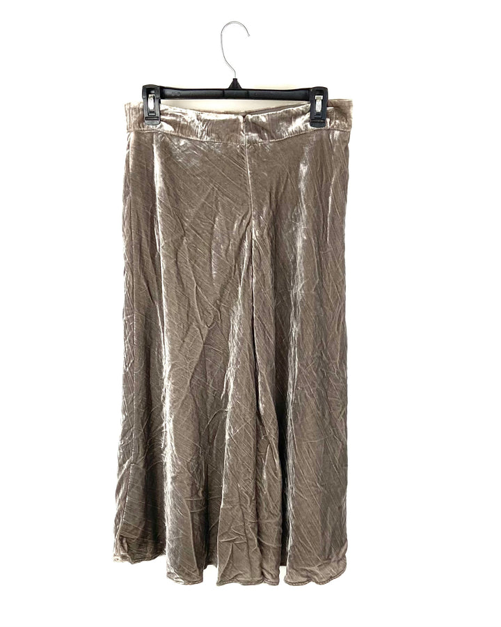 Taupe Velour Midi Skirt - Size 10