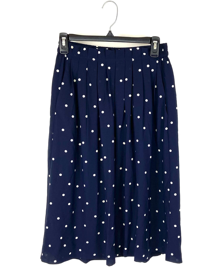 Navy Blue Polka Dot Skirt - Size 0