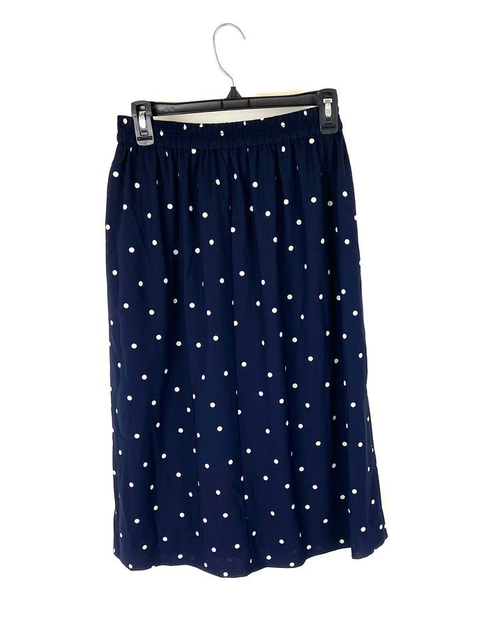 Navy Blue Polka Dot Skirt - Size 0