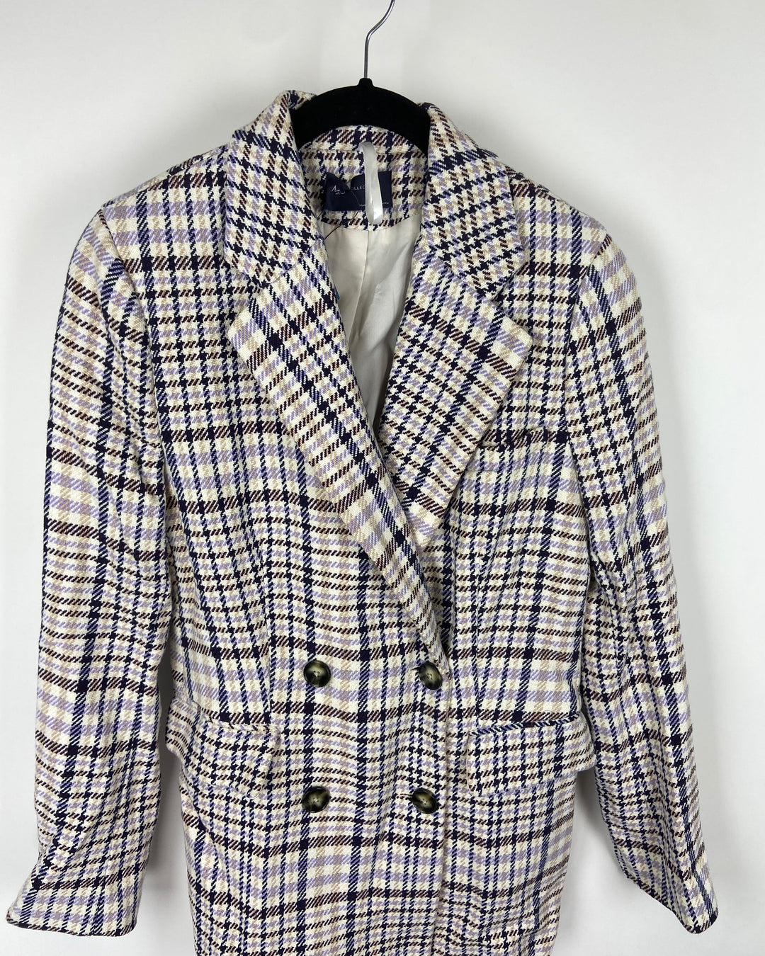 Purple and Blue Plaid Blazer - Size 4