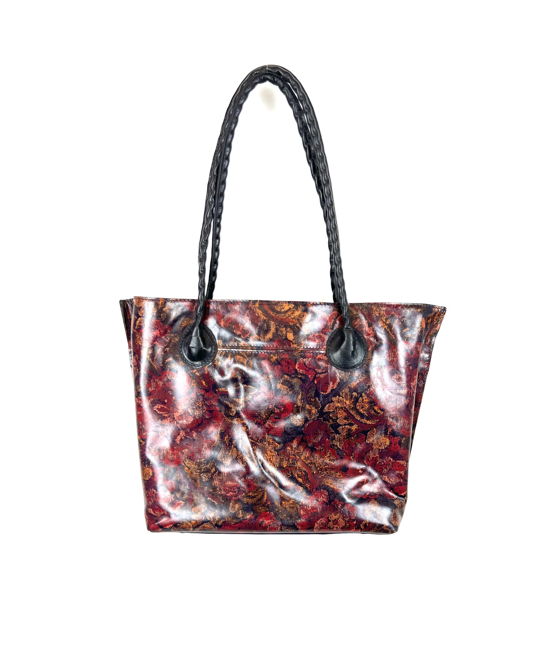 Black and Red Floral Large Leather Tote Bag