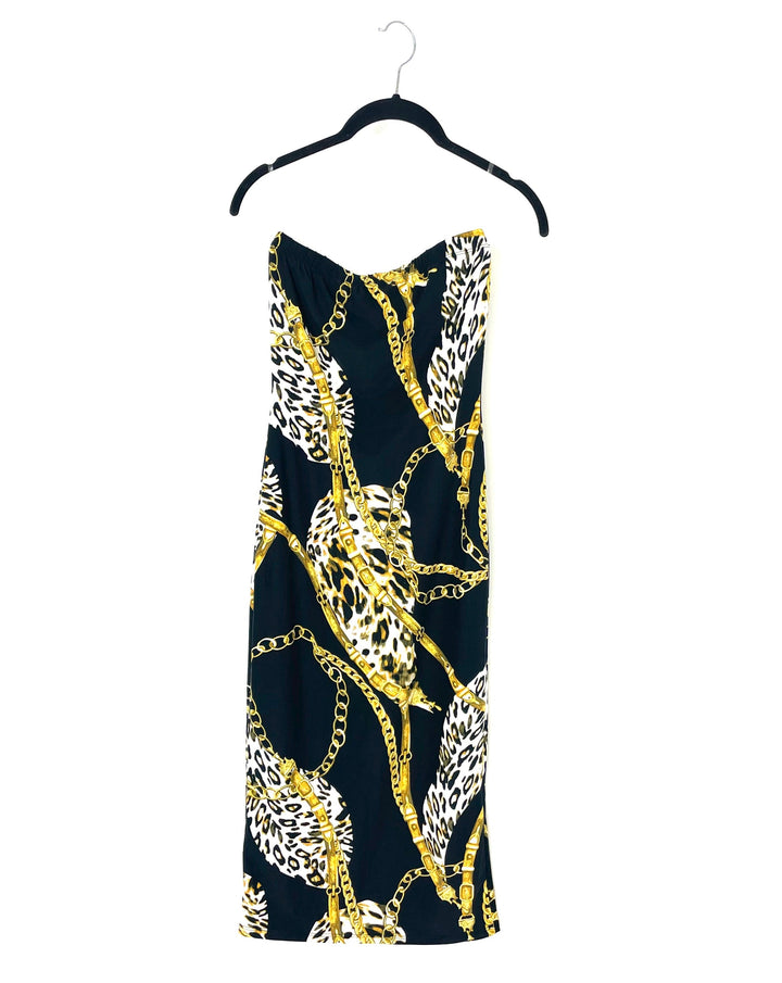 Black And Gold Bodycon Dress - Small and Medium