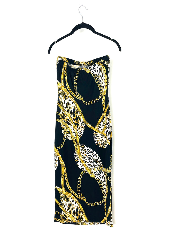 Black And Gold Bodycon Dress - Small and Medium