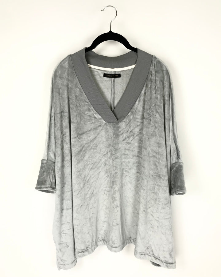 Grey Velour Oversized Top - Medium