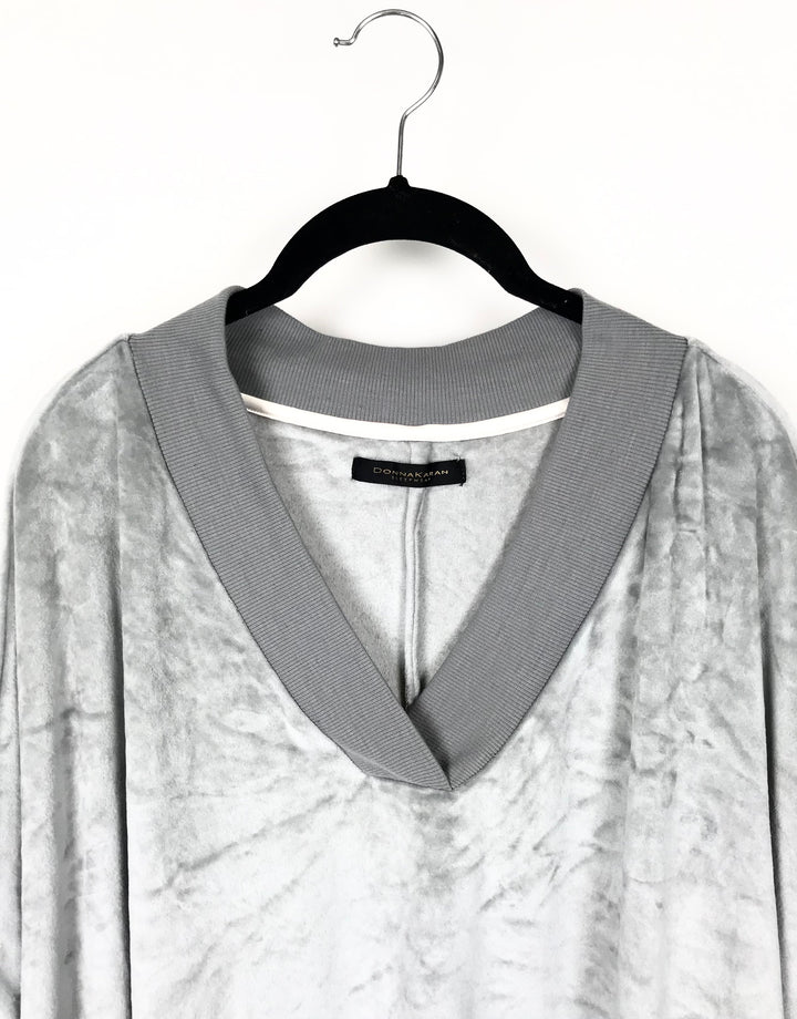 Grey Velour Oversized Top - Medium