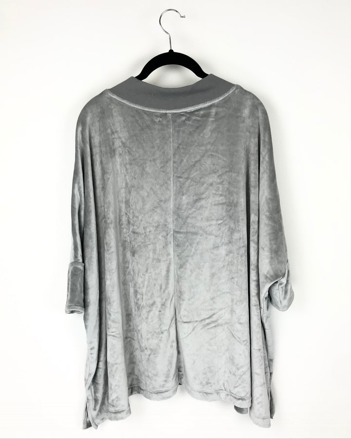 Grey Velour Oversized Top - Medium