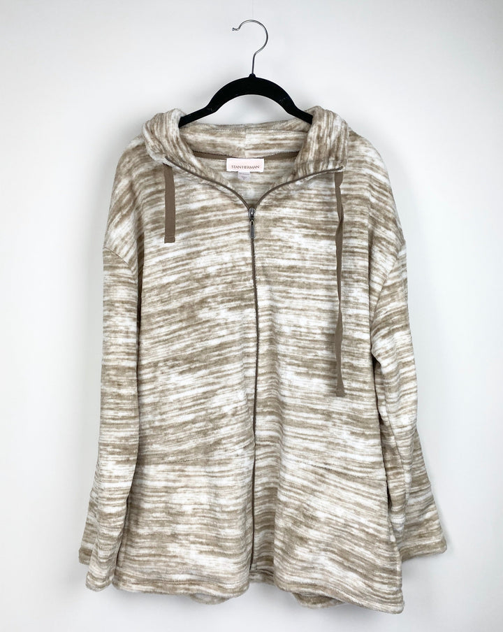 Beige Zip Pullover - Small