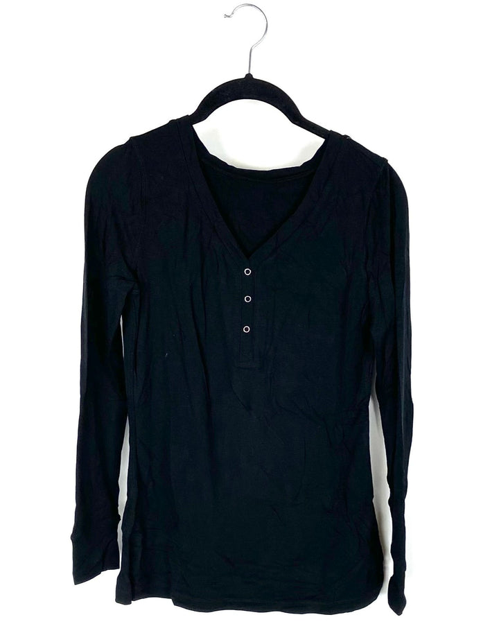 Black Quarter Button Up Top - Small