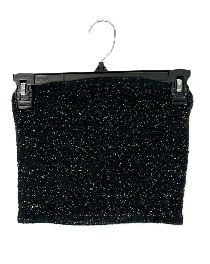 Black and Metallic Gold Tube Top - Small