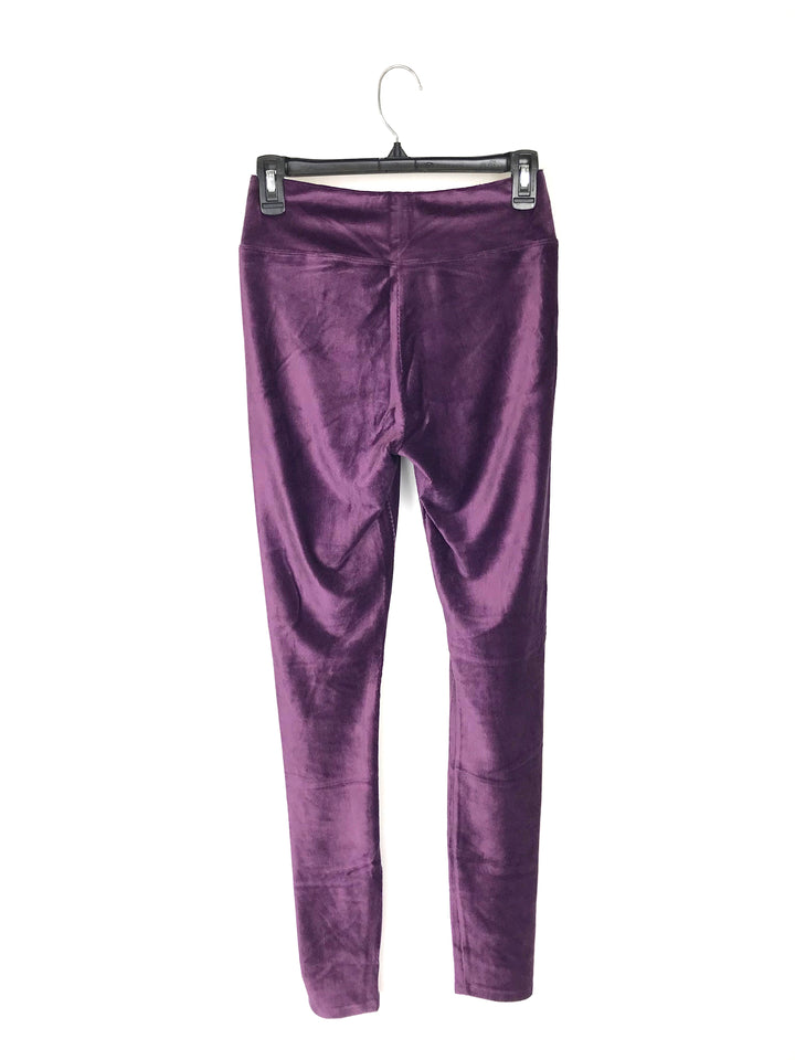 Purple Ribbed Velvet Leggings - Extra Small and Small