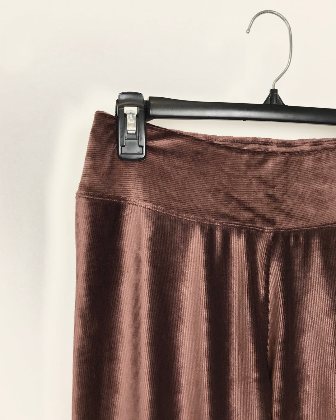 Brown Ribbed Velvet Leggings - Small