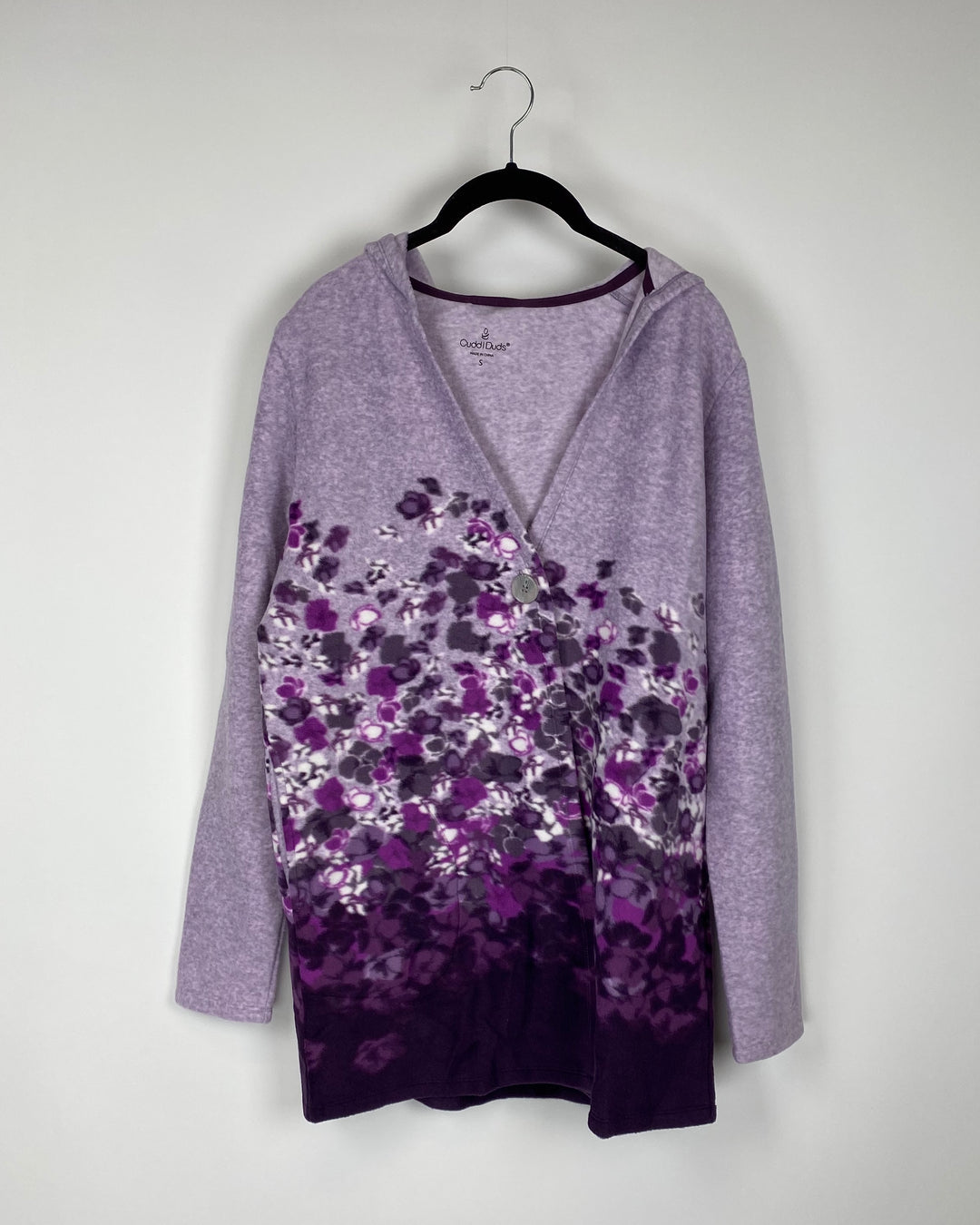 Purple Fleece Printed Cardigan - Extra Small and Small