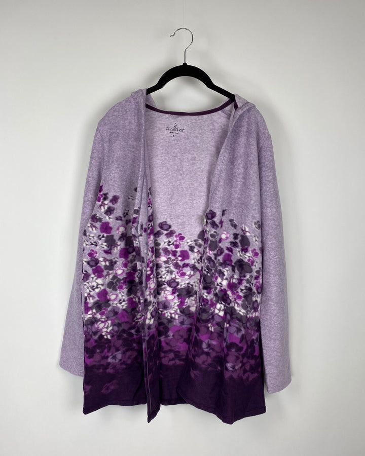 Purple Fleece Printed Cardigan - Extra Small and Small
