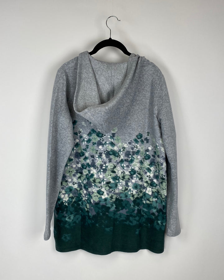 Green And Grey Fleece Printed Cardigan - Extra Small and Small