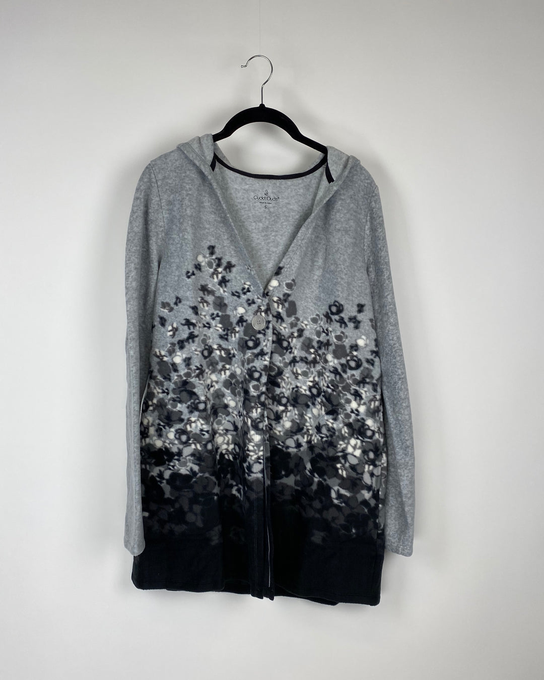 Grey Fleece Printed Cardigan - Extra Small and Small