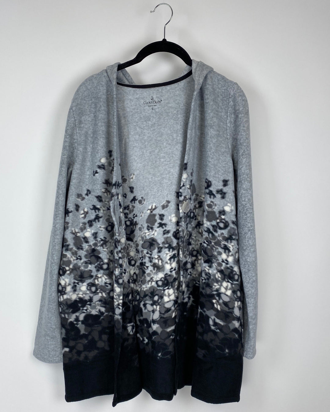 Grey Fleece Printed Cardigan - Extra Small and Small