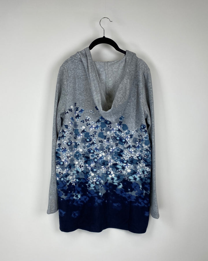 Blue And Grey Fleece Printed Cardigan - Size 2/4