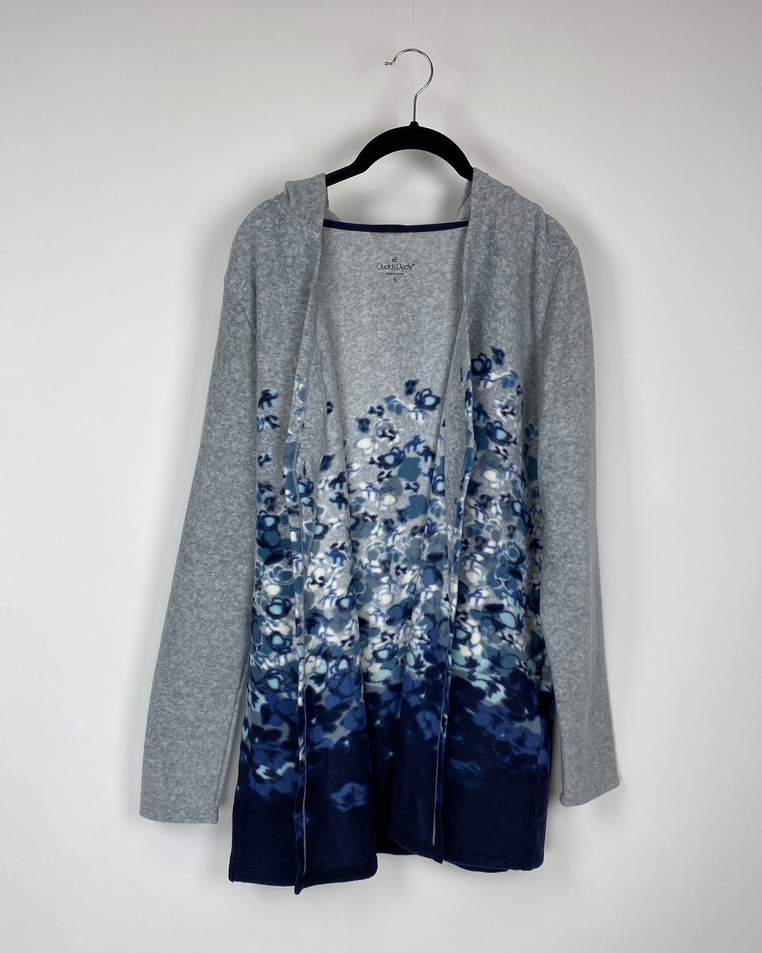 Blue And Grey Fleece Printed Cardigan - Size 2/4