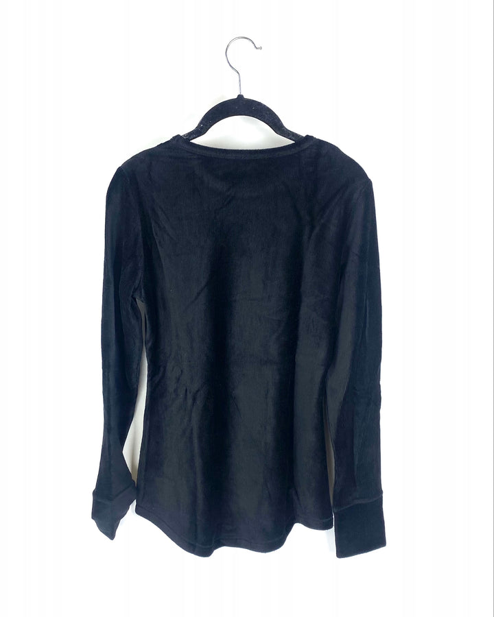 Black Thermal Ribbed Top - Small