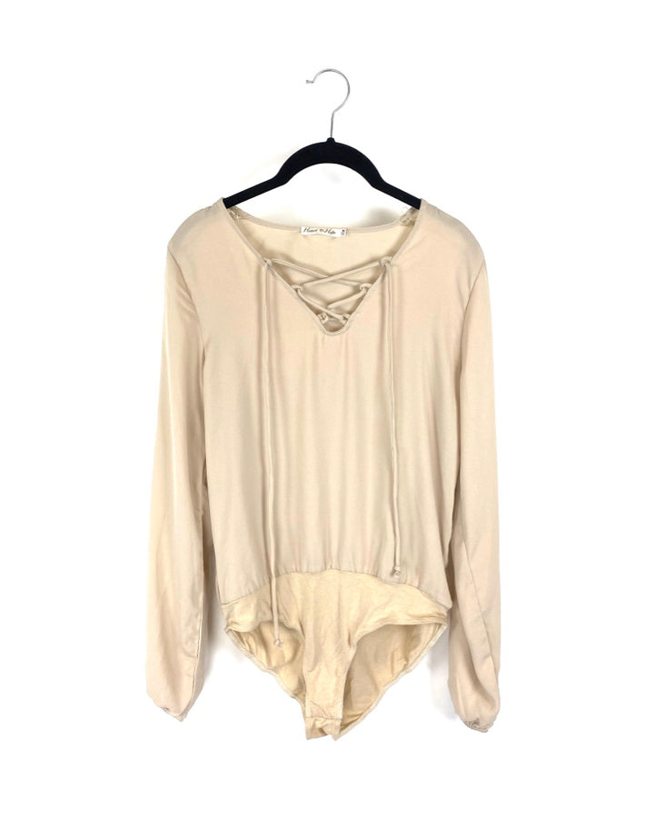 Beige Long Sleeve Bodysuit - Medium