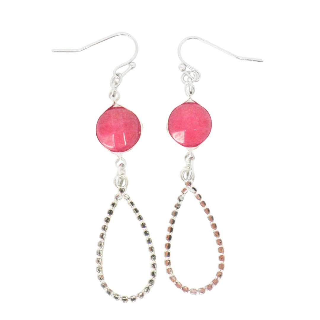 Silver and Fuchsia Dangle Earrings - The Fashion Foundation - {{ discount designer}}