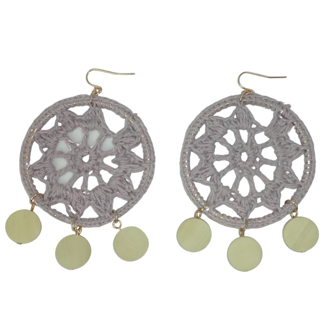 Gray Crochet Dreamcatcher Earrings - The Fashion Foundation - {{ discount designer}}