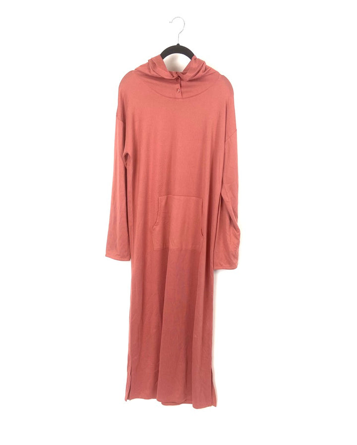 Coral Maxi Dress With Hood - Size 6/8