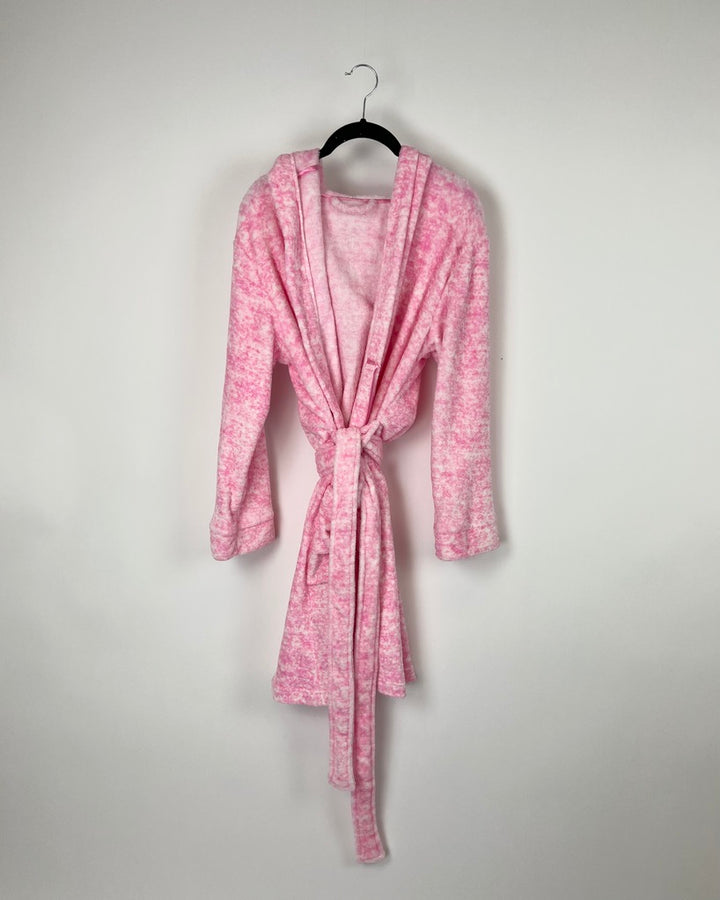 Hot Pink And White Fuzzy Robe - Small