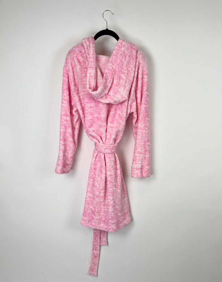 Hot Pink And White Fuzzy Robe - Small
