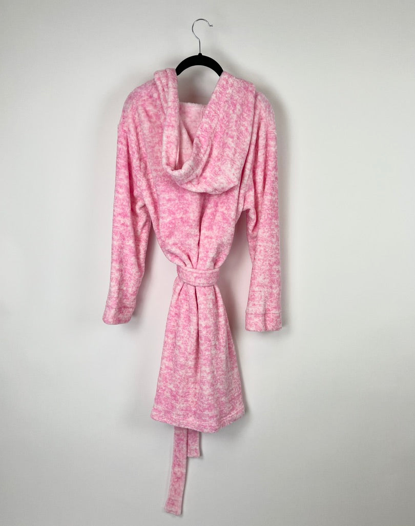 Hot Pink And White Fuzzy Robe - Small