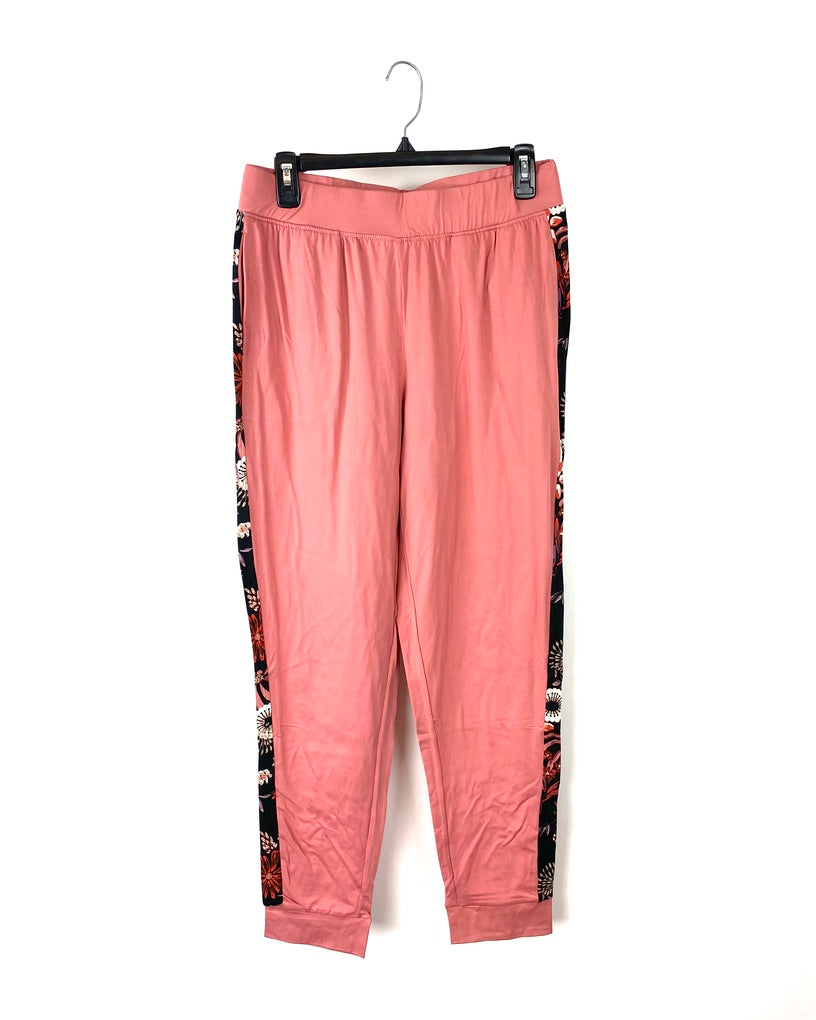 Coral with Flowers Lounge Pants - Small/Medium