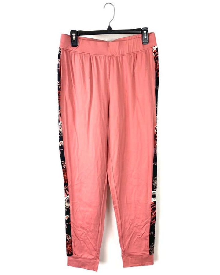 Coral with Flowers Lounge Pants - Small/Medium