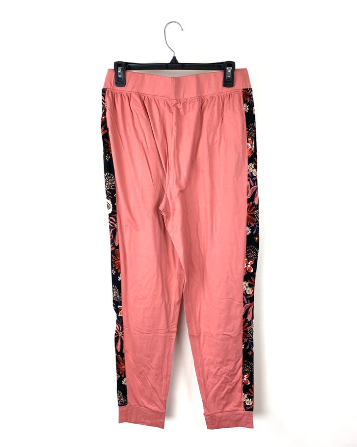 Coral with Flowers Lounge Pants - Small/Medium