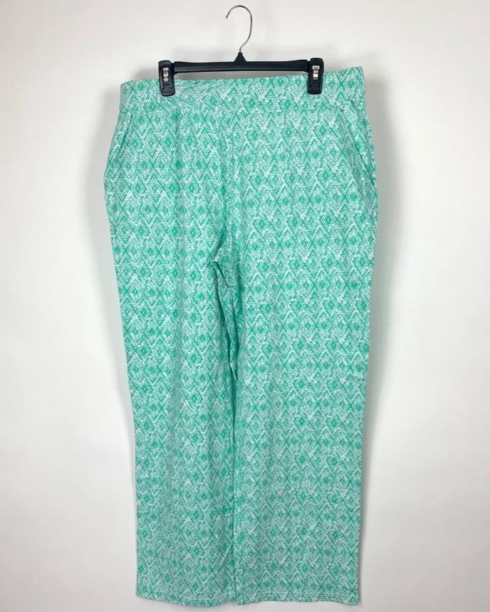 Sea-foam Green and White Abstract Patterned Pants - Small/Medium and Large/Extra Large