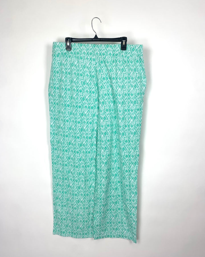 Sea-foam Green and White Abstract Patterned Pants - Small/Medium and Large/Extra Large
